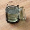 Stylish Set of Four Blocked Glass Coasters & Caddy - Perfect for Home Decor and Entertaining