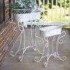 Set of Two Scrolled Metal Planters - Rustic Garden Decor for Flowers and Plants