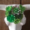 Southwestern Longhorn Skull with Faux Succulents - Rustic Home Decor and Wall Art