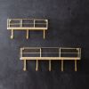Gold Finish Shelves with Hooks - Set of Two  Stylish and Functional Storage Solution