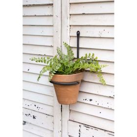 Hand-Forged Plant Hanger with Terra Cotta Pot - Rustic Hanging Planter for Indoor and Outdoor Use